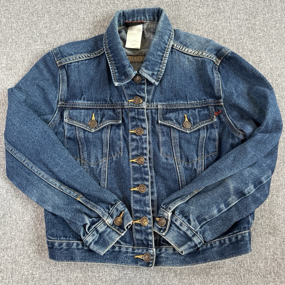 Vintage Powder Room Denim Womens‎ Medium Blue Jean Trucker Jacket Y2K